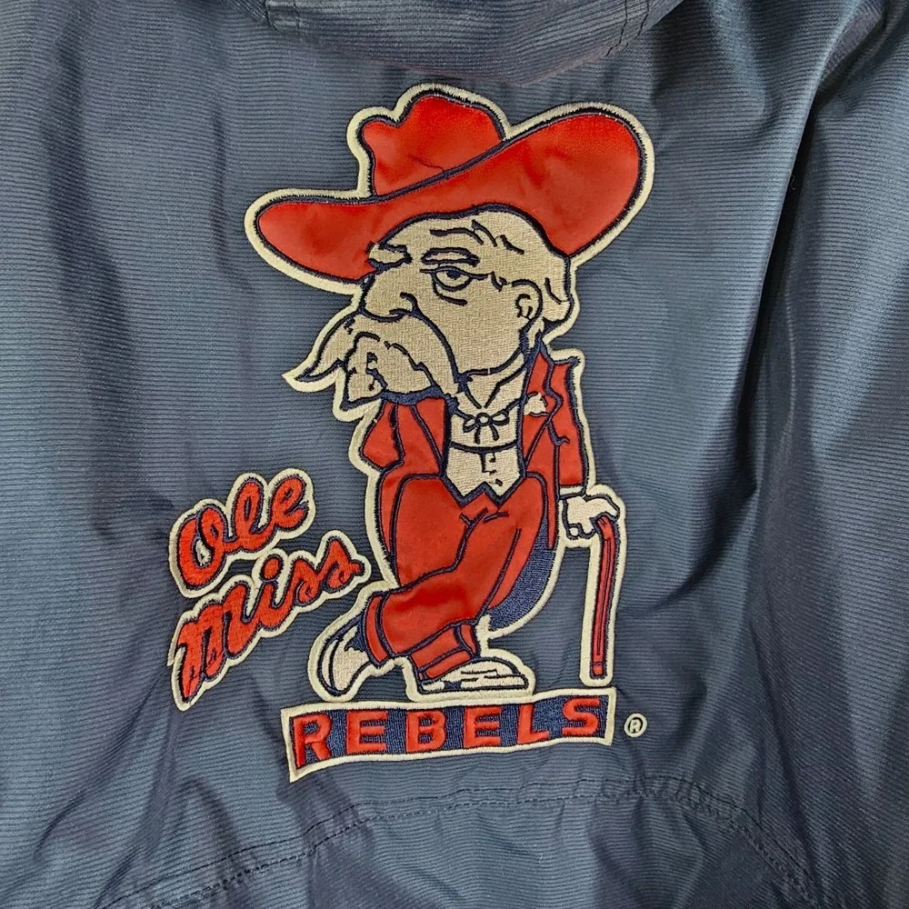 Ole Miss Starter Jacket XXL Embroidered Colonel Reb Vintage 90's Full Zip Hooded